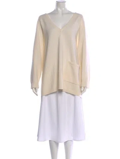 Pre-owned Max Mara Plunge Neckline Sweater In Neutral
