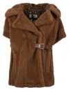 Max Mara Plush Brown Oversized Jacket In Brown