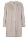 Max Mara Plush Faux Fur Coat In Neutral