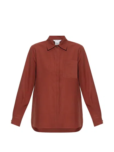 Max Mara Pocket Buttoned Shirt In Brown
