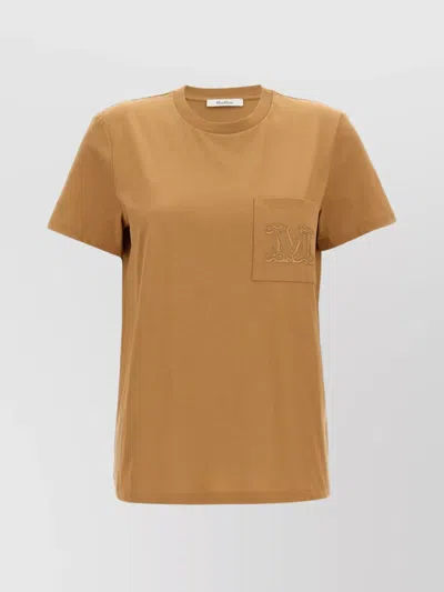 Max Mara Papaia Cotton Crew-neck T-shirt In Brown