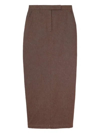 Max Mara Pocket-detail Midi Skirt In Brown
