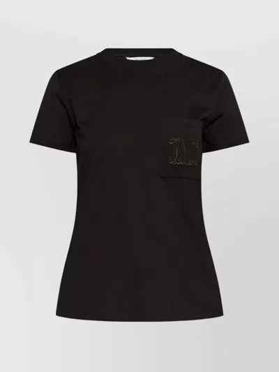 Max Mara Logo Round Collar Short-sleeved T-shirt In Black