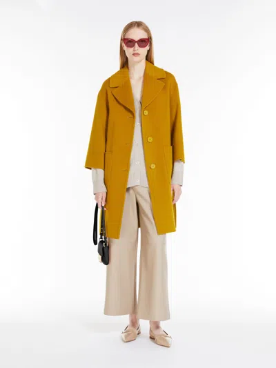 Max Mara Pocket-detail Wool Coat In Ochre