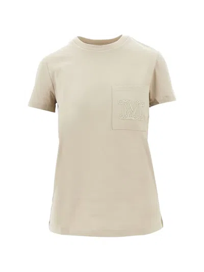 Max Mara Nylon Silk Top Short Sleeves Crew Neck In Neutral