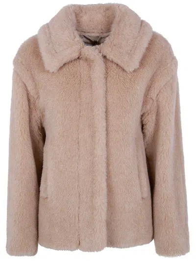 Max Mara Pocket Fur Jacket In Pink
