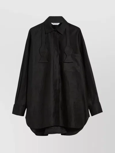 Max Mara Pocketed Hem Long Sleeve Top In Black