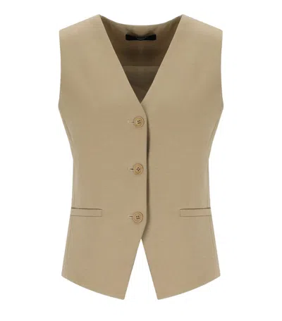 Max Mara Poggi Beige Waistcoat In Neutral