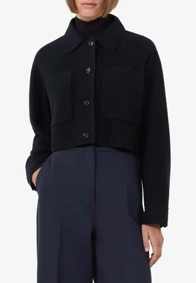 Max Mara Poggio Wool And Cashmere Boxy Jacket In Blue