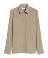 Max Mara Candia Washed Silk Button-front Shirt In Nude