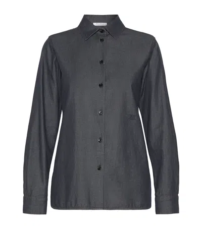 Max Mara Point-collar Denim Shirt In Navy