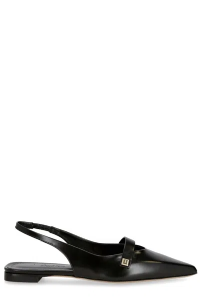 Max Mara Logo Details Flat Shoes In Black