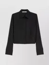 Max Mara Pointed Collar Cropped Shirt With Customised Cufflink Buttons
