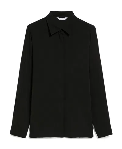 Max Mara Pointed Collar Long-sleeved Shirt In Black