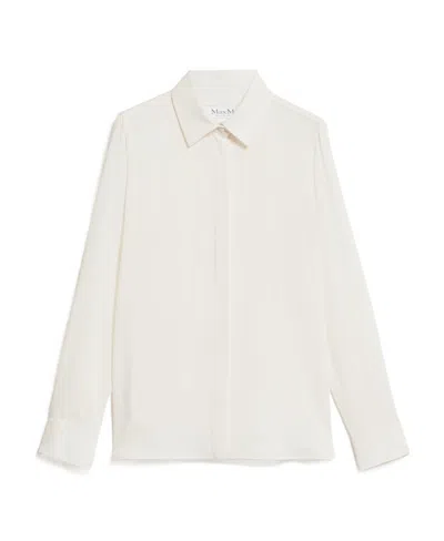 Max Mara Pointed Collar Long-sleeved Shirt In White