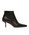 Max Mara Black Leather Zip Ankle Boots In Black