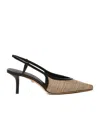 Max Mara Smooth Raffia-effect Fabric Slingbacks In Black