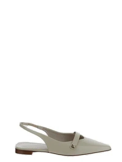 Max Mara Pointed Toe Slingback Flat Shoes In Beige