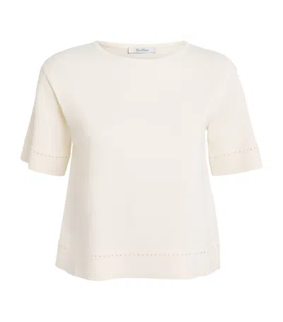 Max Mara Pointelle-trim Sweater In White