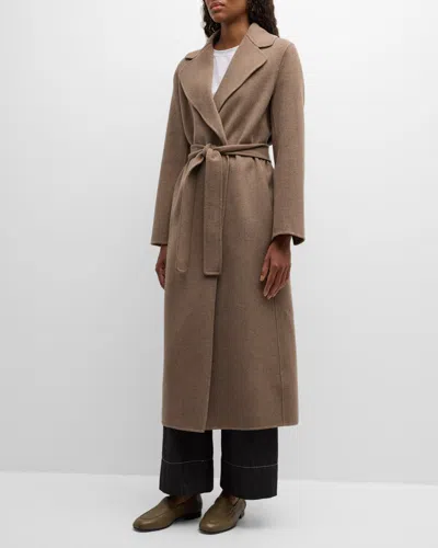 Max Mara Poldo Wool Long Wrap Coat In Ecru