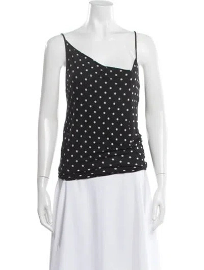 Pre-owned Max Mara Polka Dot Print Asymmetrical Top In Black