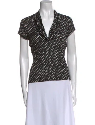 Pre-owned Max Mara Polka Dot Print Cowl Neck Top In Black