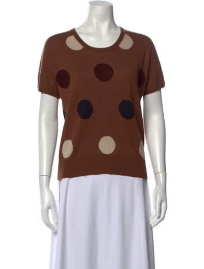 Pre-owned Max Mara Polka Dot Print Crew Neck Sweater In Brown