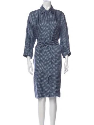 Pre-owned Max Mara Polka Dot Print Knee-length Dress In Blue