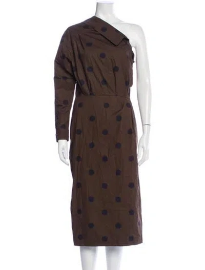 Pre-owned Max Mara Polka Dot Print Long Dress In Brown