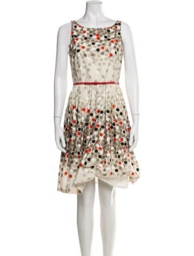 Pre-owned Max Mara Polka Dot Print Midi Length Dress W/ Tags In Neutral