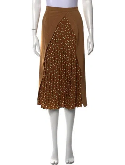 Pre-owned Max Mara Polka Dot Print Midi Length Skirt In Brown