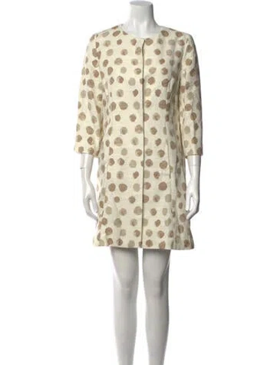 Pre-owned Max Mara Polka Dot Print Mini Dress In Neutral