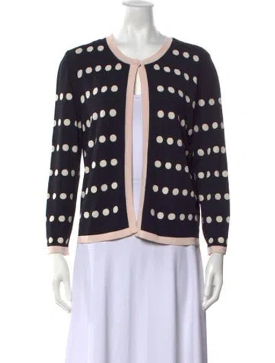 Pre-owned Max Mara Polka Dot Print Open Front Sweater In Blue
