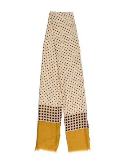 Pre-owned Max Mara Polka Dot Print Scarf In Yellow