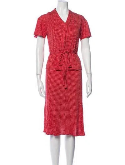 Pre-owned Max Mara Polka Dot Print Set In Red