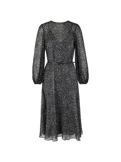 Max Mara Polka Dot Ruffled Dress In Black