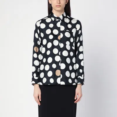 Max Mara Polka Dot Silk Shirt In Size Small In Black