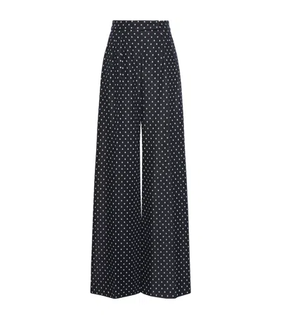 Max Mara Polka Dot Wide-leg Trousers In Black