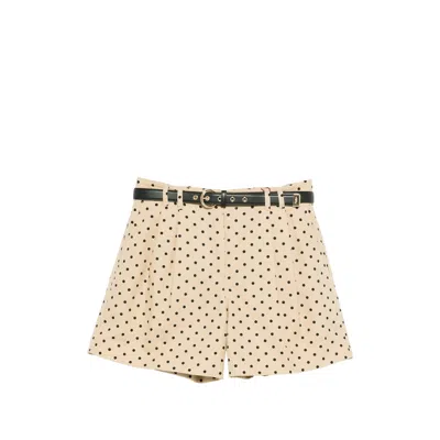 Max Mara Polka-dot Belted Shorts In Neutral