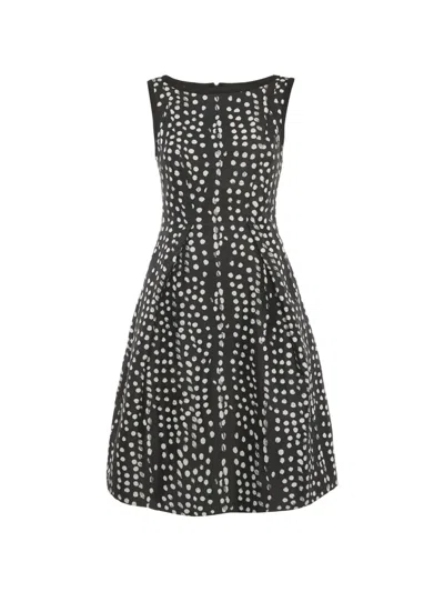 Pre-owned Max Mara Polka-dot Flared Midi Dress In Black