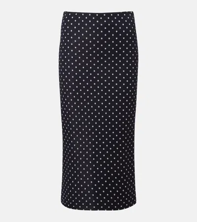 Max Mara Polka-dot Jersey Midi Skirt In Black