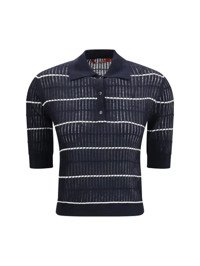 Max Mara Polo Gallo In Wool And Silk In Blue