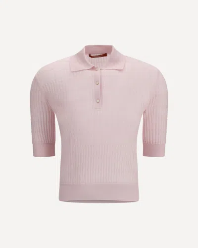 Max Mara Polo Gallo In Wool And Silk In Pink