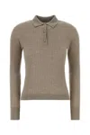 Max Mara Dove Grey Cashmere Blend Gitano Polo Shirt In Brown