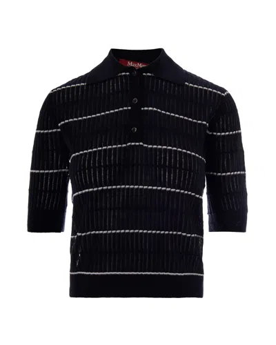Max Mara Blue Knit Polo In Multi