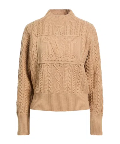 Max Mara Polo Neck In Nude