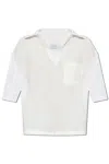 Max Mara Lapel Short Sleeve Shirt In Bianco