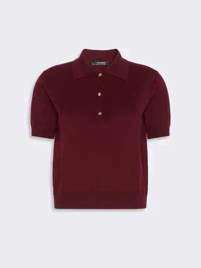 Max Mara Polo Shirt In Cotton, Silk And Cashmere Yarn In Burgundy