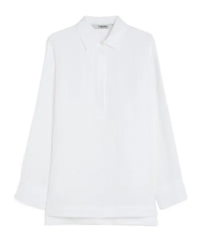Max Mara Polo Shirt In Linen Fabric In White