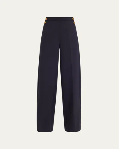 Max Mara Polonia Sailor Wide-leg Pants In Ultramarine